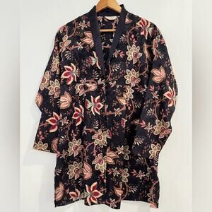 Vtg VICTORIA'S SECRET Gold Label SATIN sleep Night Shirt P/S Floral Button Front